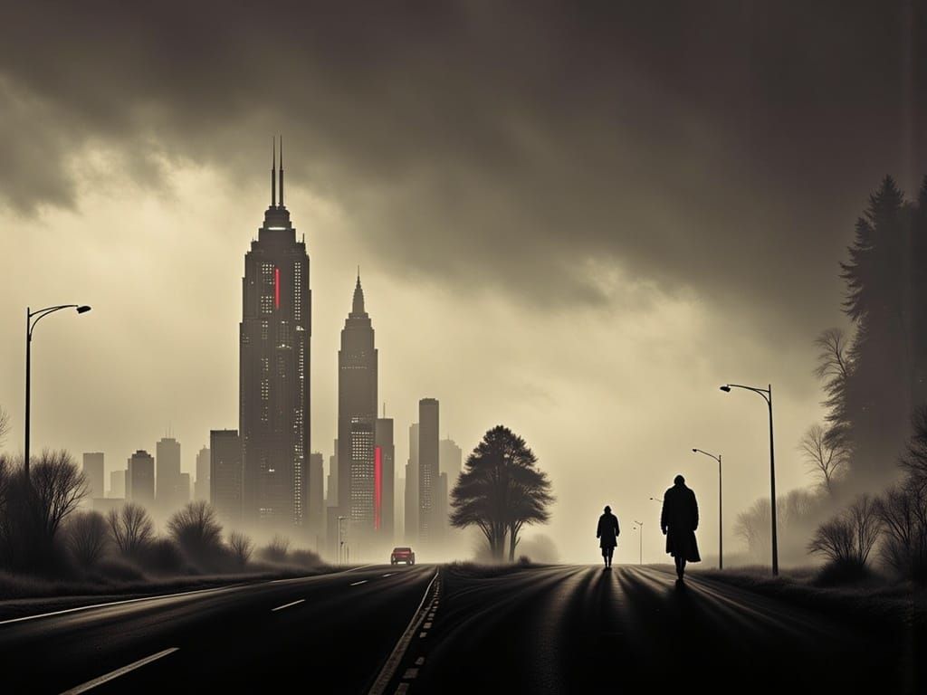Futuristic City Street in Rainy Ambiance