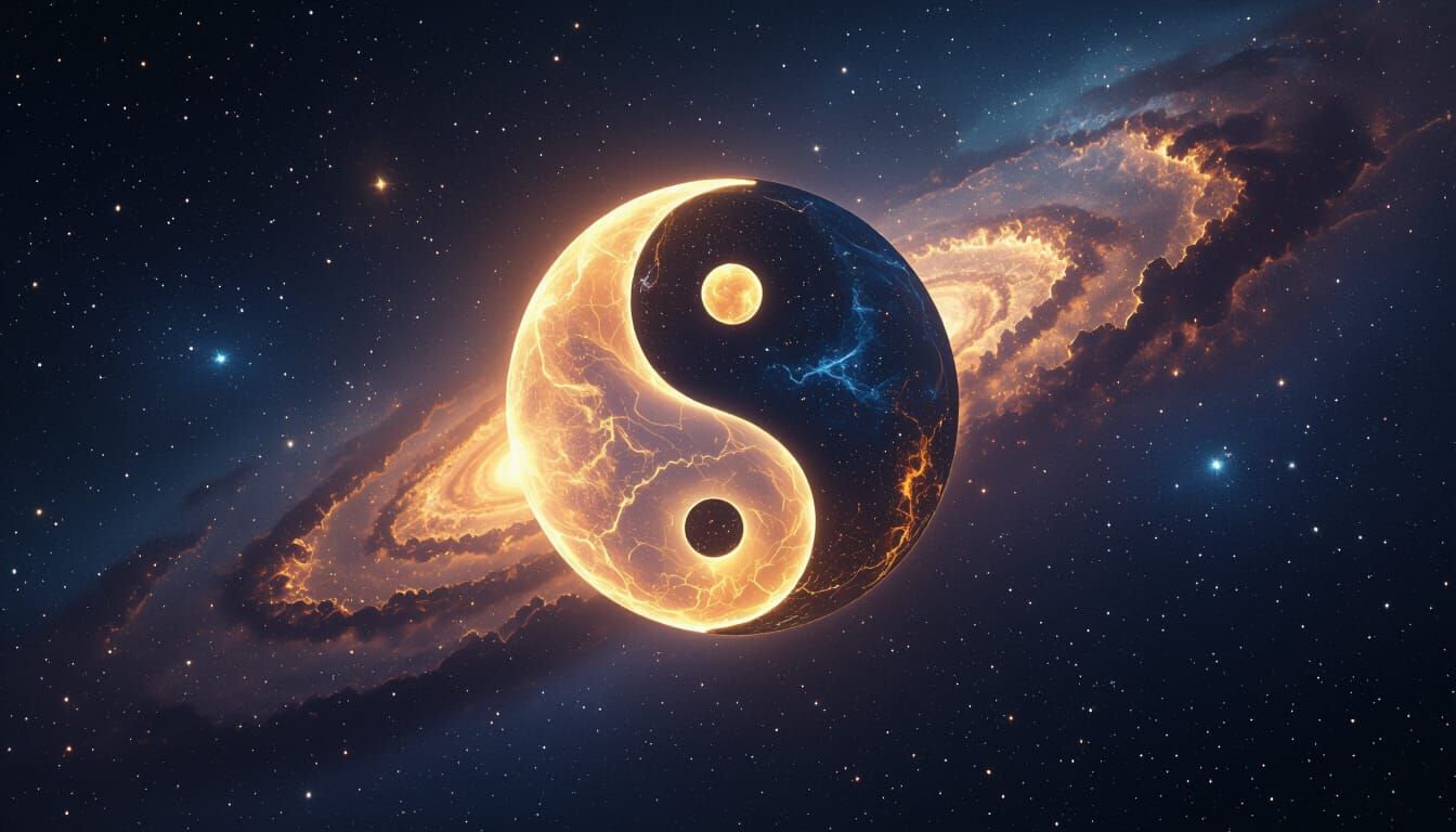 Cosmic Yin Yang in Infinite Starfield Digital Painting