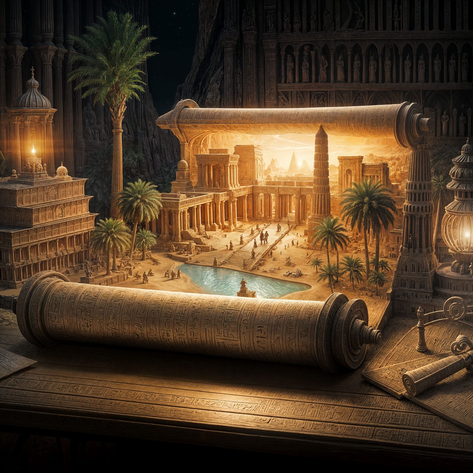 Ancient Egyptian City Emerges from Magical Scroll