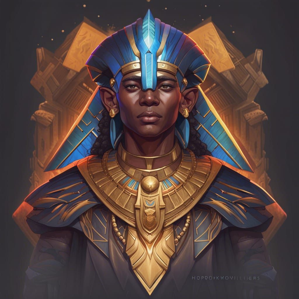 Detailed Portrait of Egyptian Pharaoh