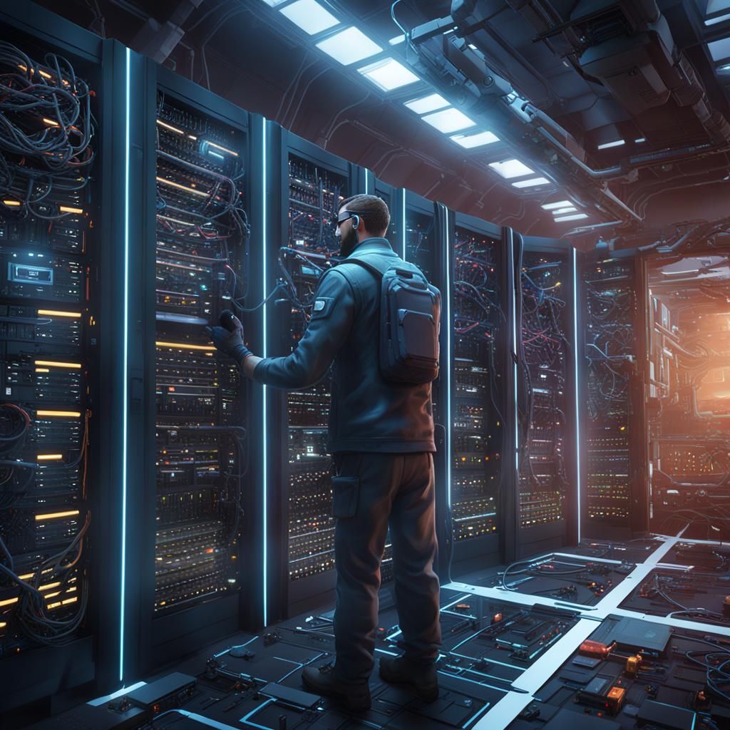 Futuristic Data Center: Admin vs. Patch Board