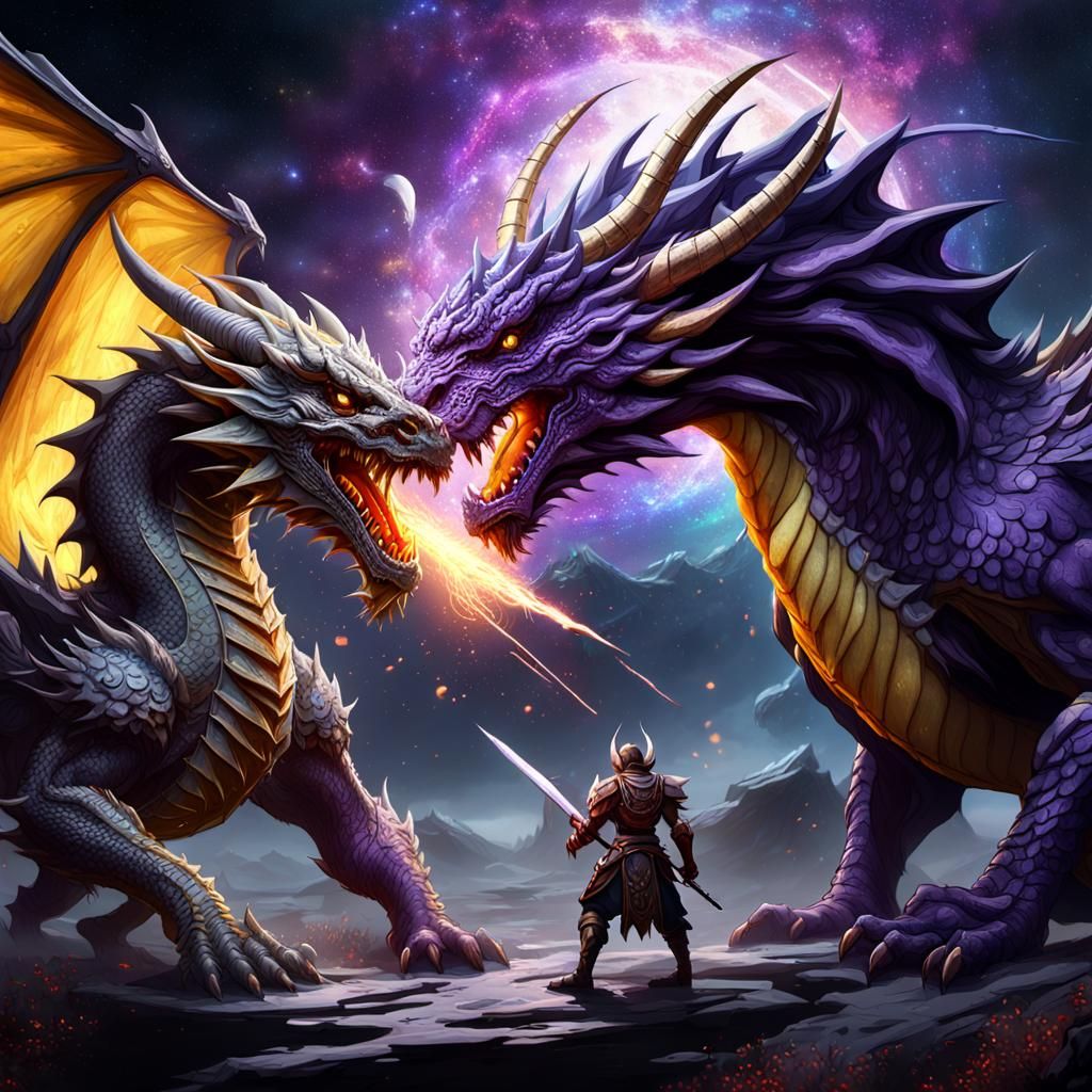 Epic Dragon vs Kirin: Dark Fantasy Concept Art