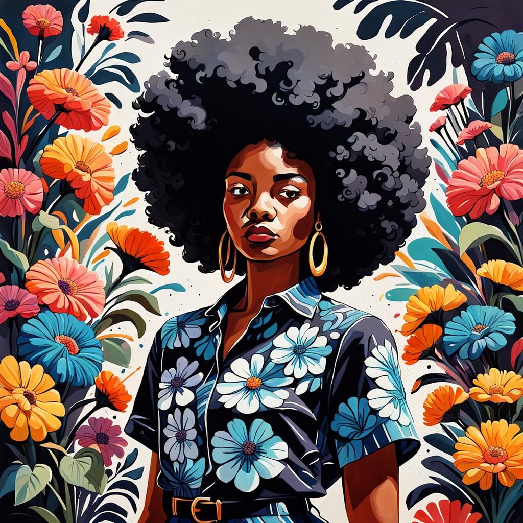 Dynamic Brushwork Floral in Tachisme Style