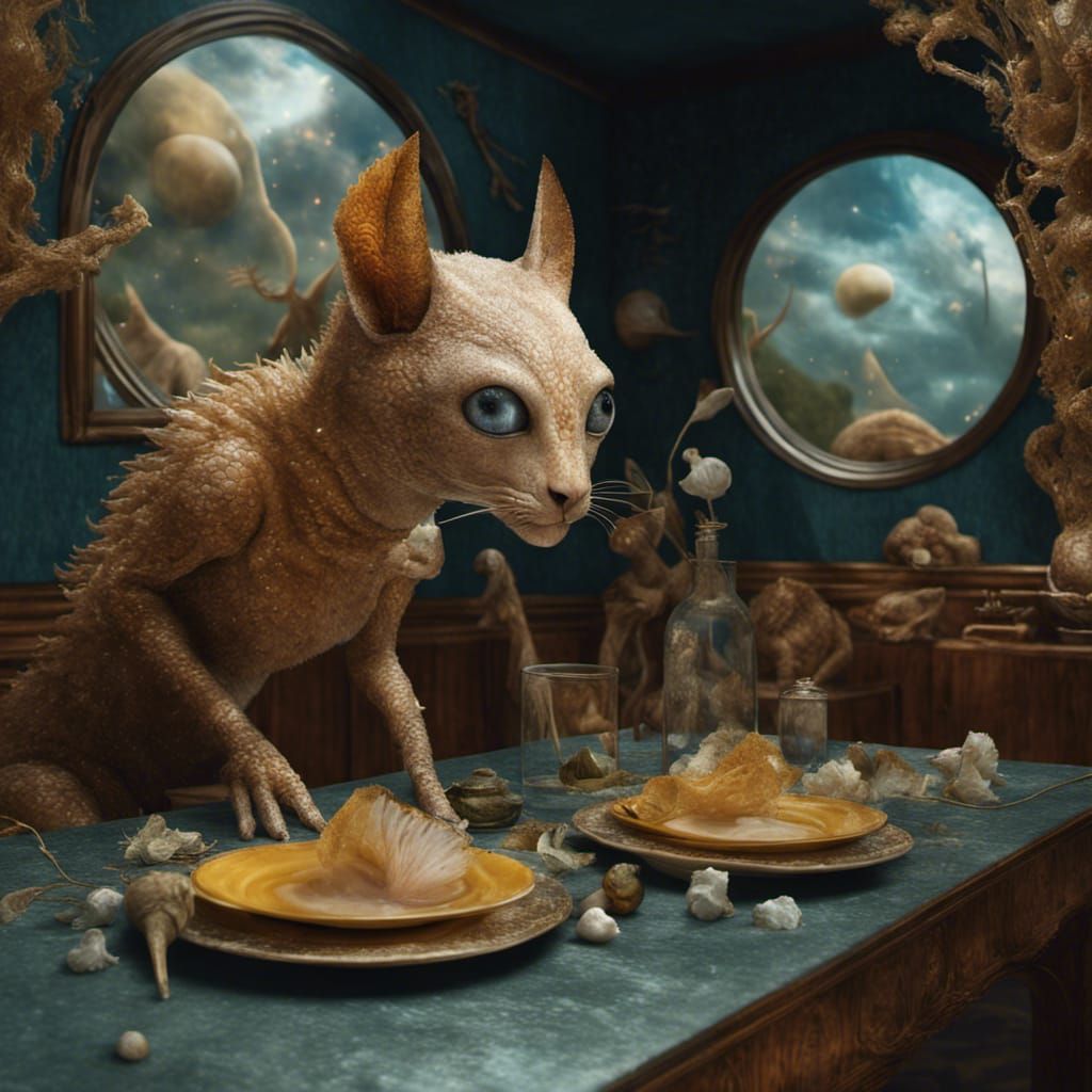 Magical Alien People and Pets in Surreal Photorealistic Styl...