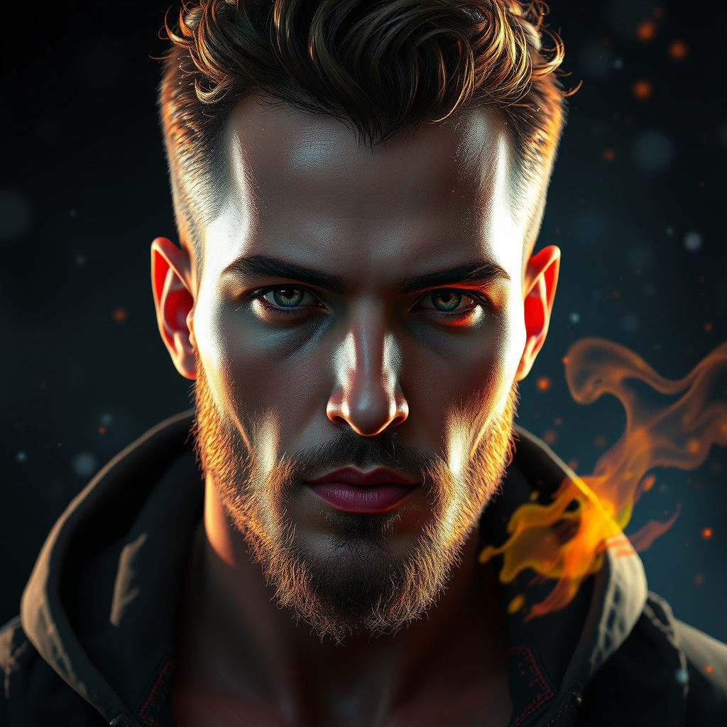 Detailed Portrait with Dynamic Lighting and Triadic Colors