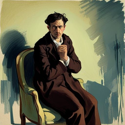 Tormented Figure in a Haunted Chamber