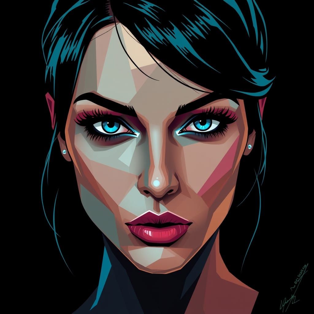 Abstract Graphic Portrait of a Woman