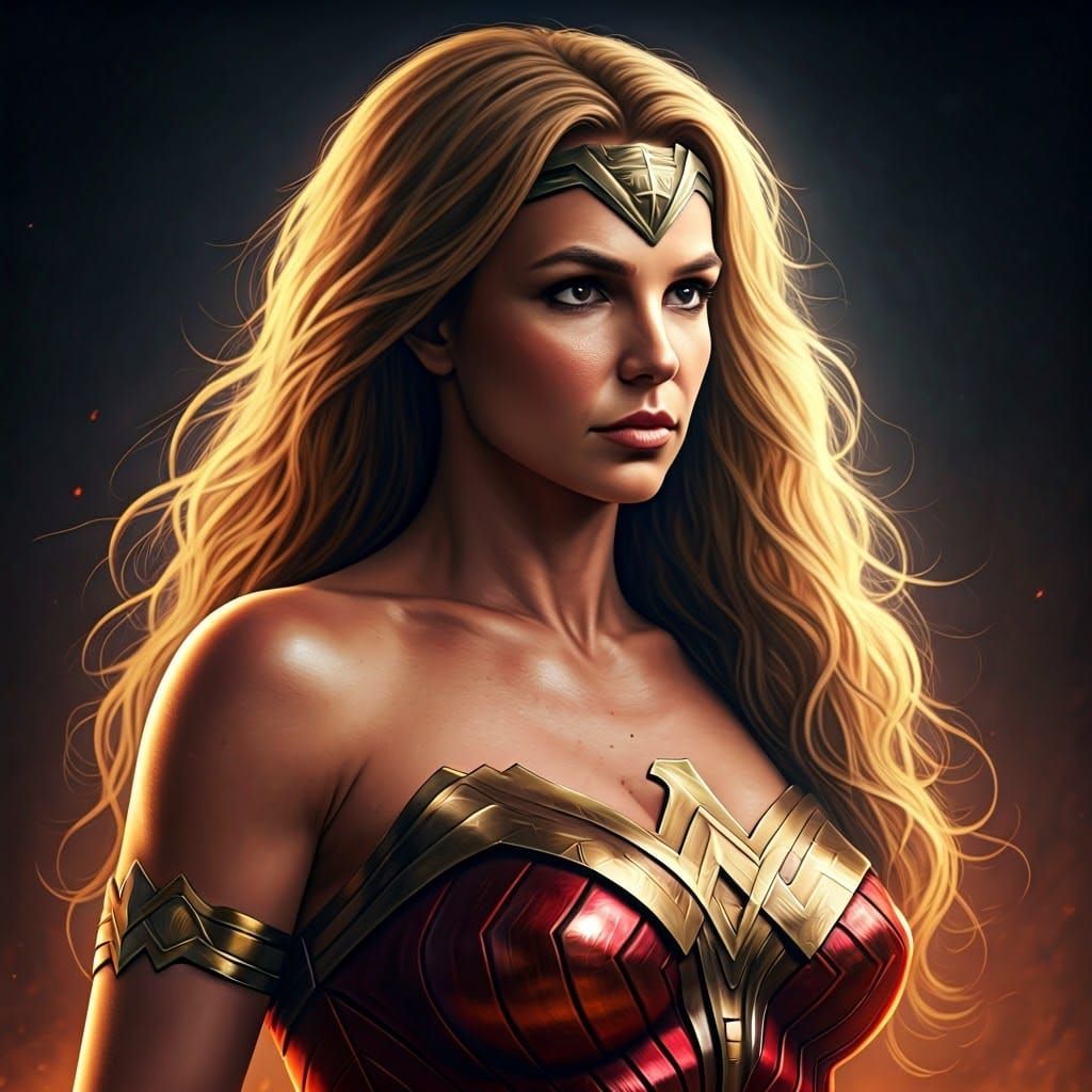Britney Spears as Wonder Woman: Hyperrealistic Portrait
