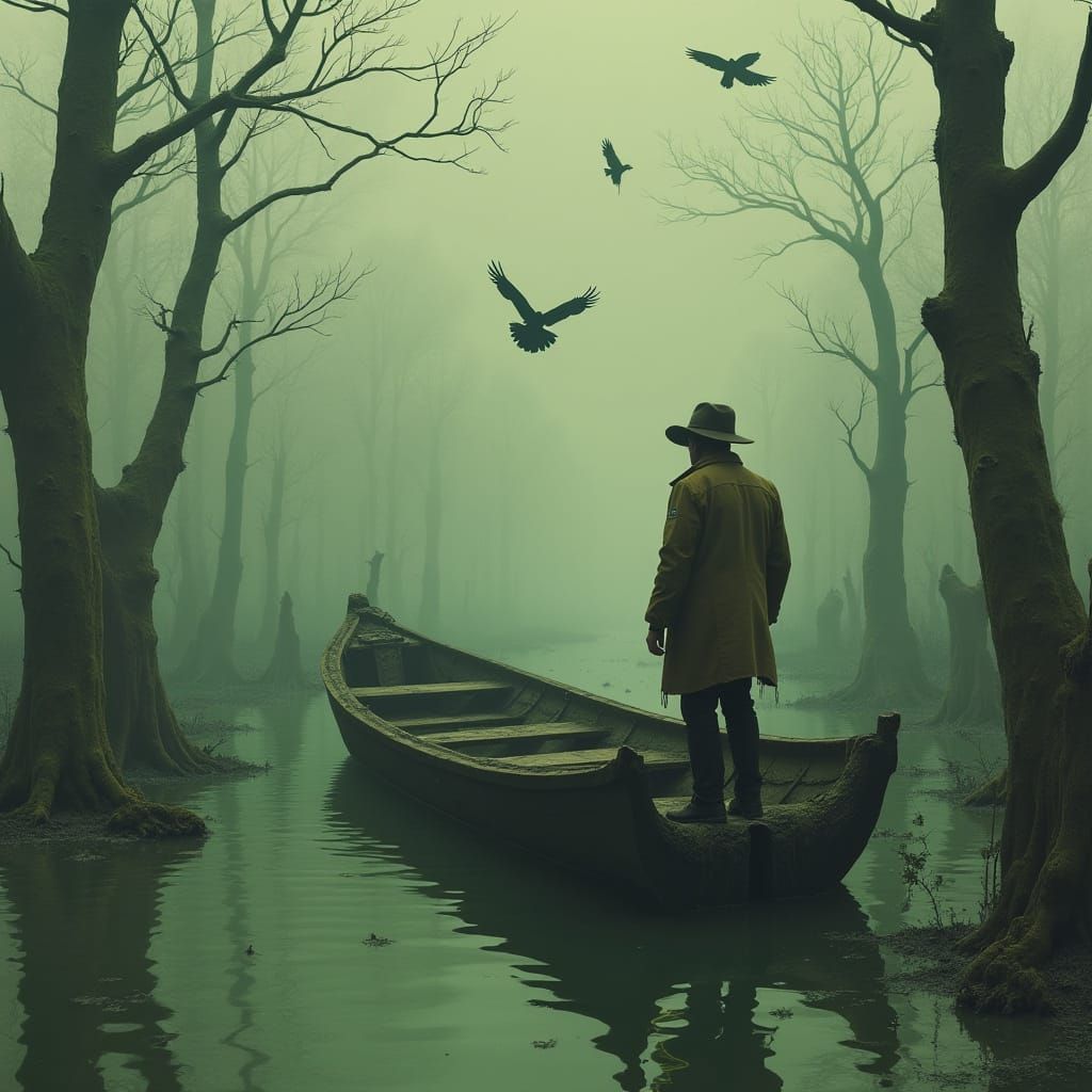 Swampy Abyss: A Dark Surrealist Vision