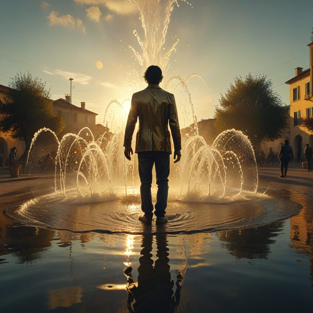 Surreal Fountain Scene in Salvador Dali Style
