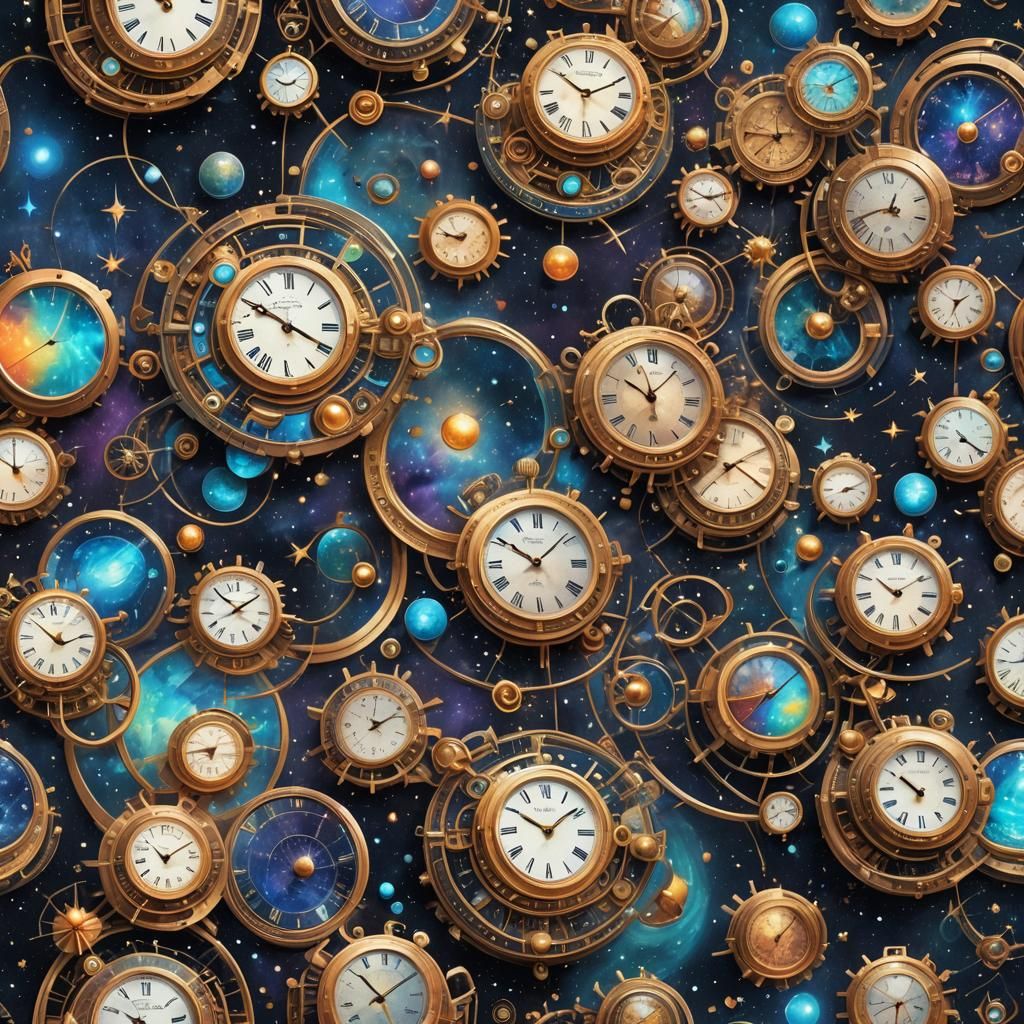 Cosmic Clocks in Space: Holographic Astral Illustration