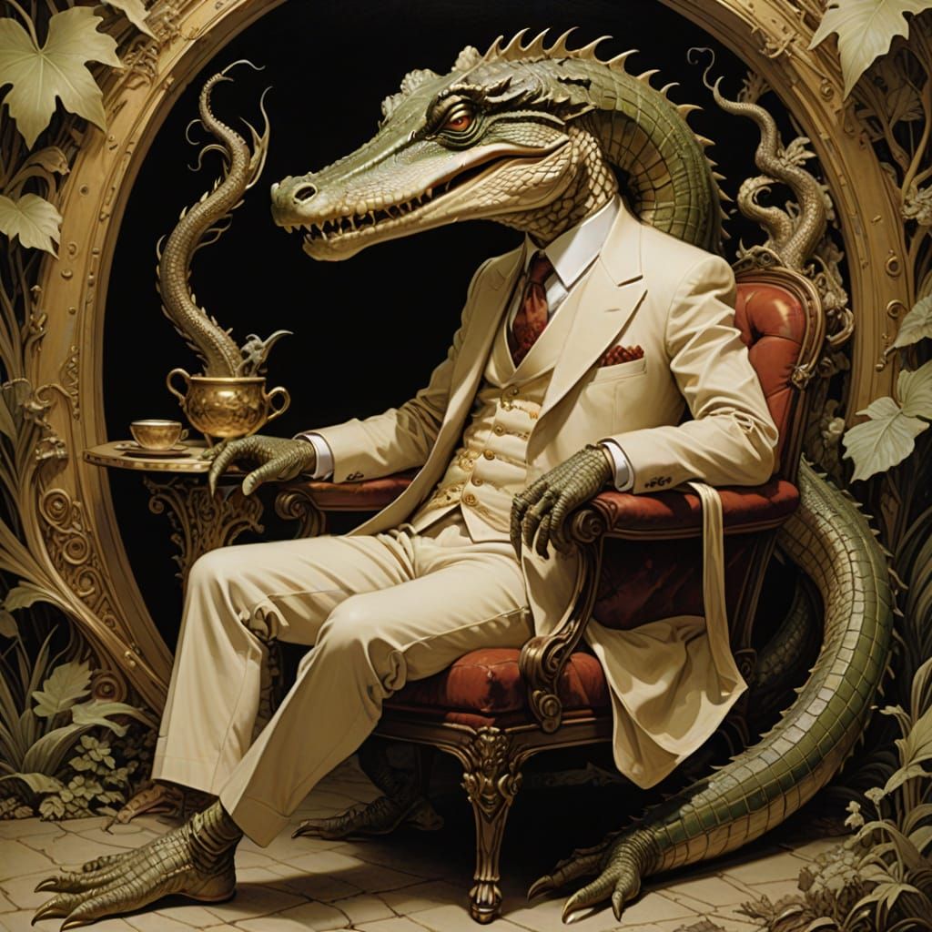 Elegant Anthropomorphic Chair in the Style of Etchings