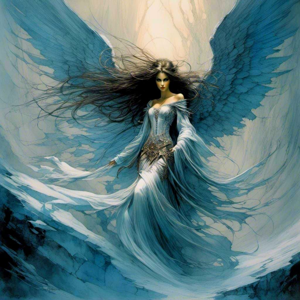 Ice Angel in Dark Fantasy Style