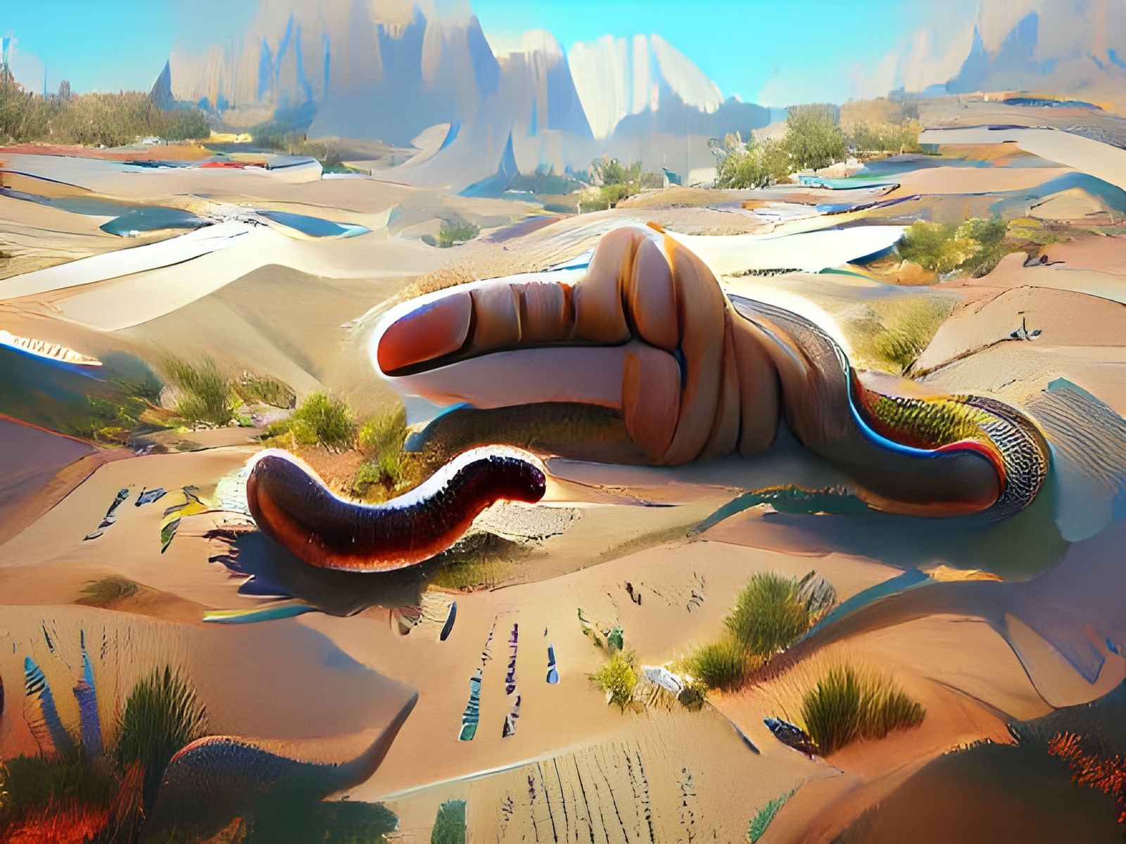 Giant Fingers Traverse Barren Desert