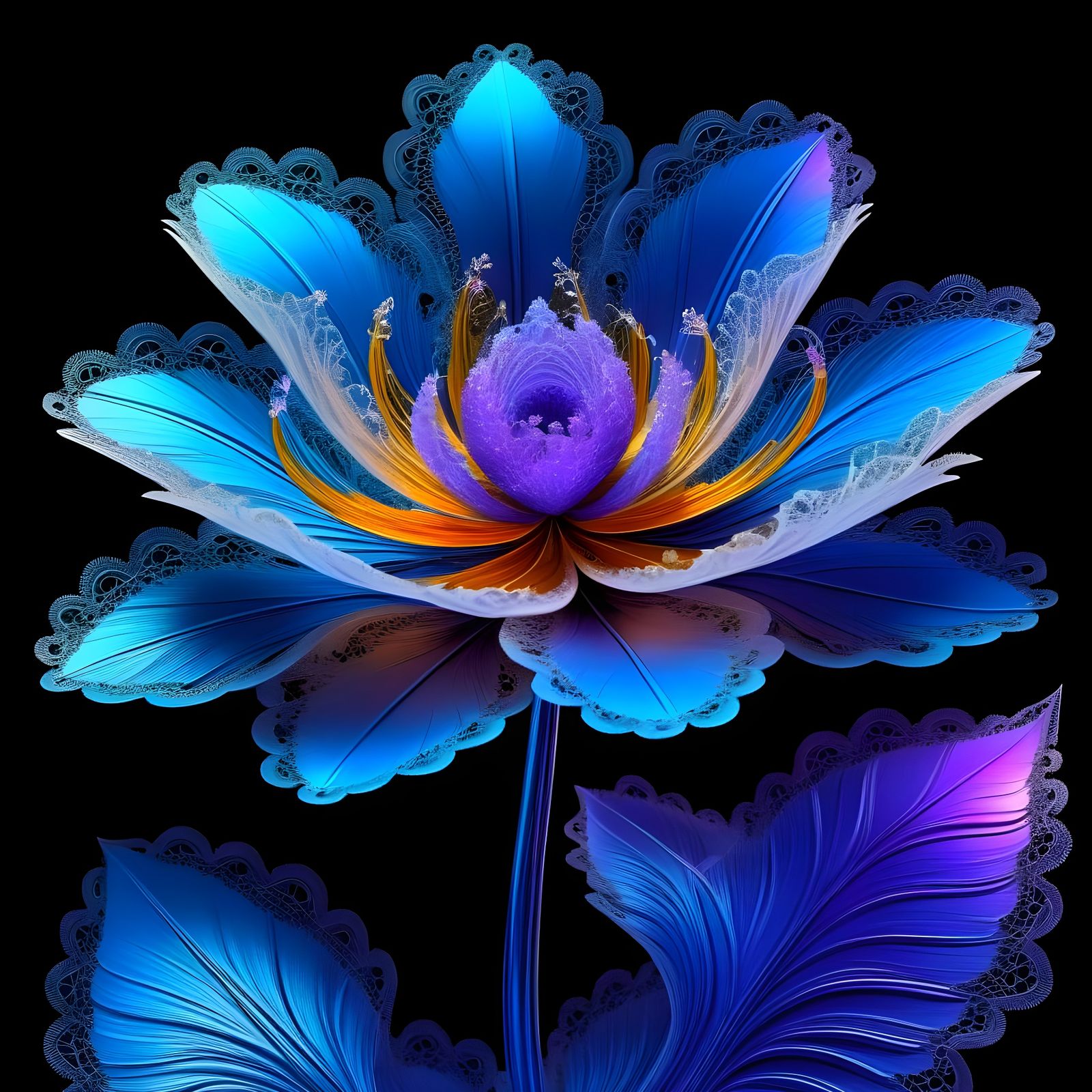 Ethereal, Iridescent Fractal Bloom in Cyberpunk Style