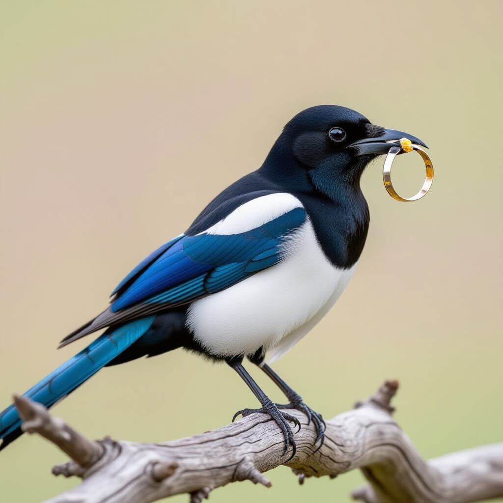 Magpie with Ring in Mouth