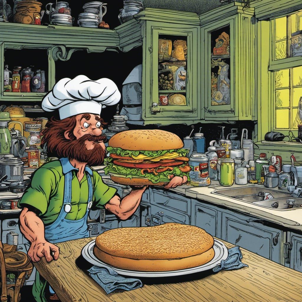 Dirty Hippie Making a Giant Wacky Sandwich