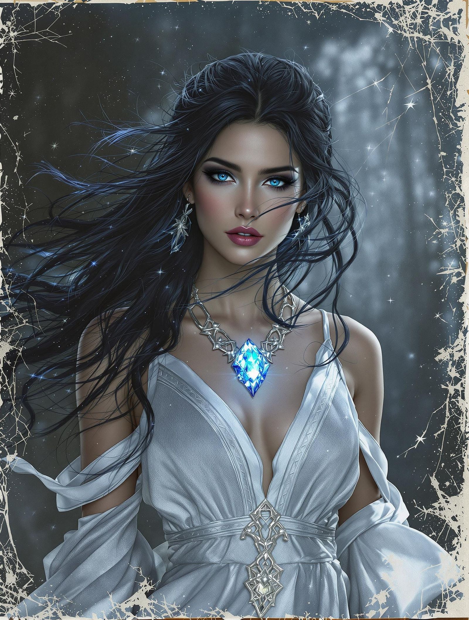 Regal Norse Goddess with Piercing Sapphire Eyes