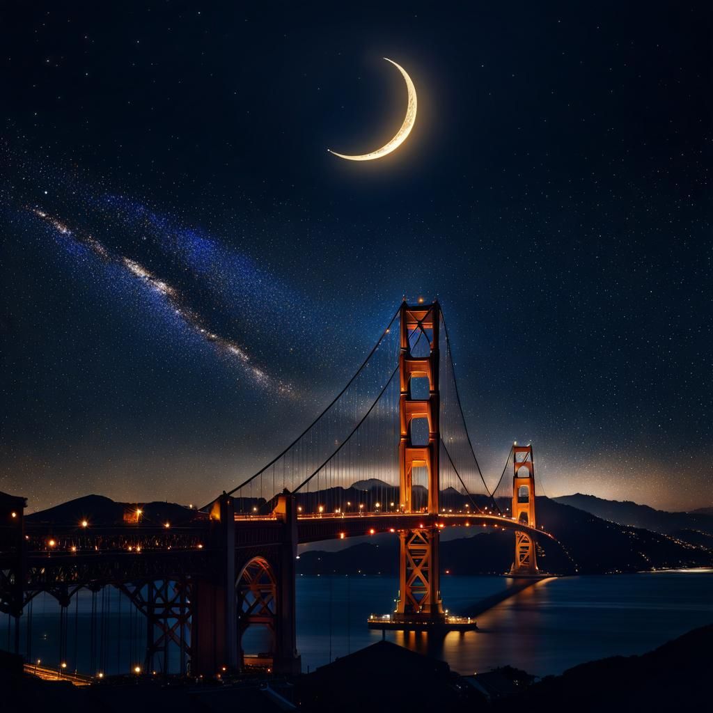 Golden Gate Bridge Silhouette at Night