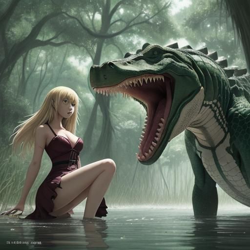 Alligator Attack in Anime Style