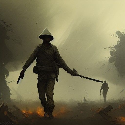 Sinister Vietnam War Scene: Digital Art