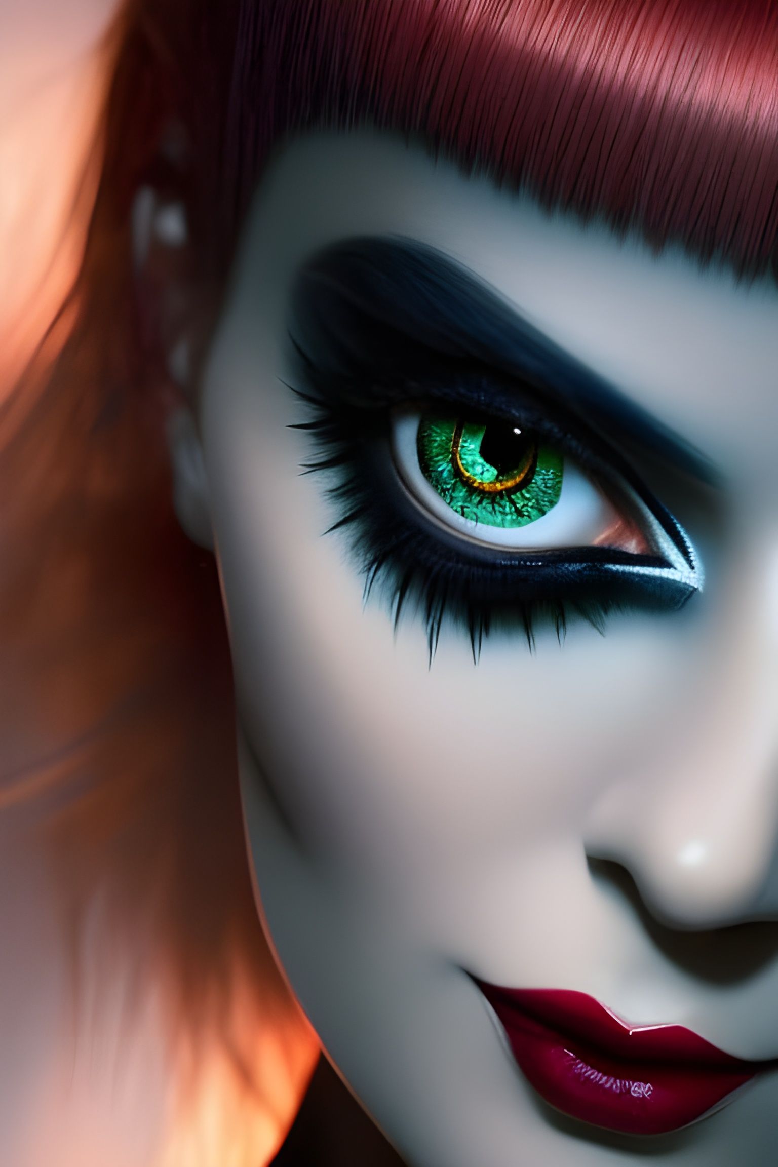 Hypnotic Goth Woman with Red Eyes