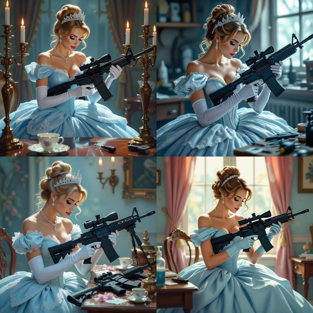 Cinderella Cleans an AR-15: A Surreal Juxtaposition