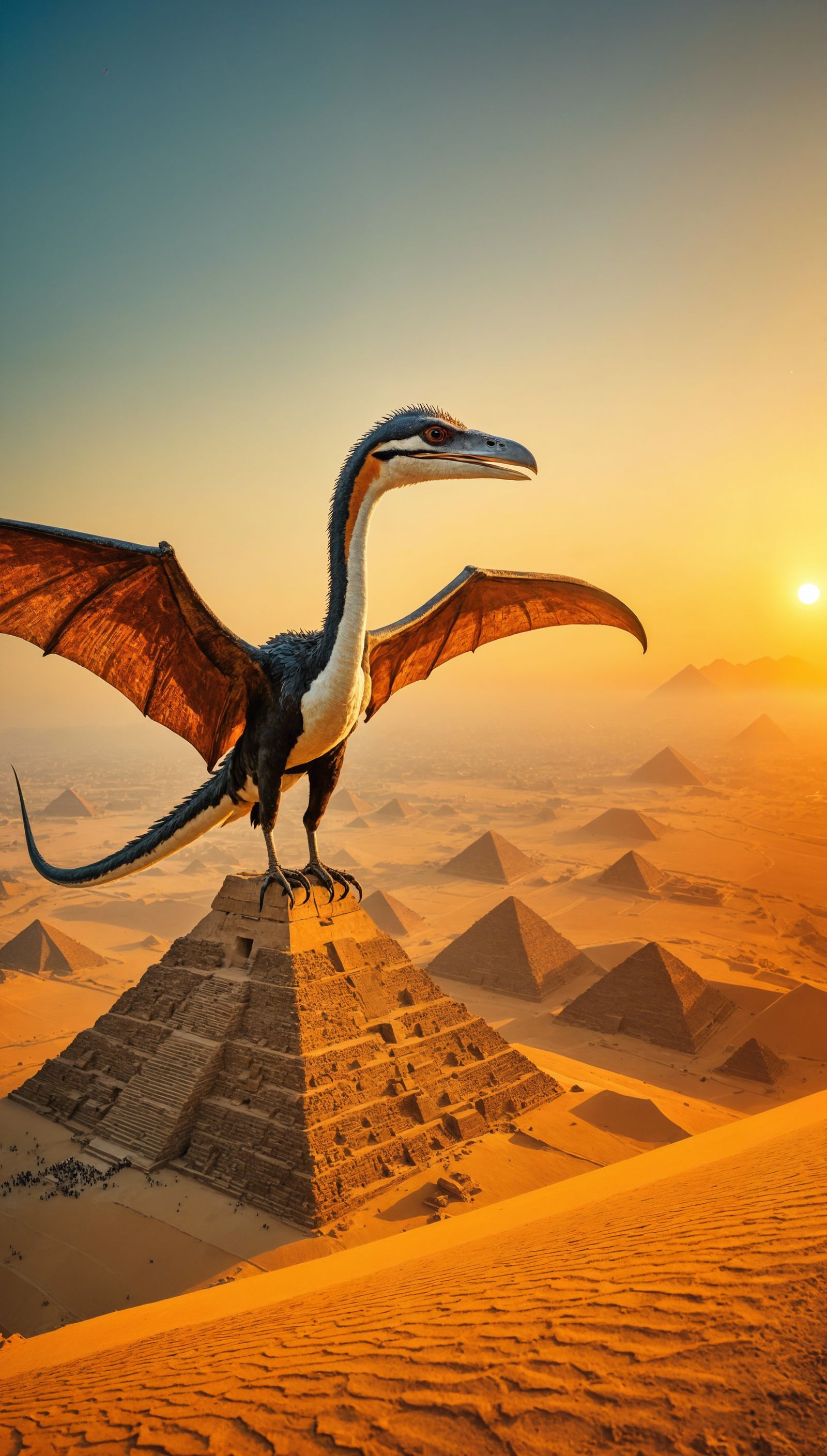 Quetzalcoatlus perched on the Great Pyramid