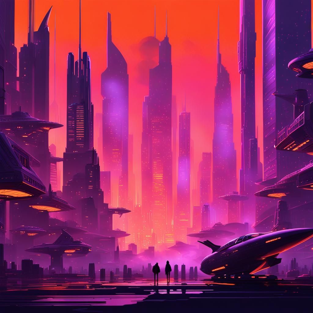 Vibrant Futuristic Metropolis in Cinematic Style