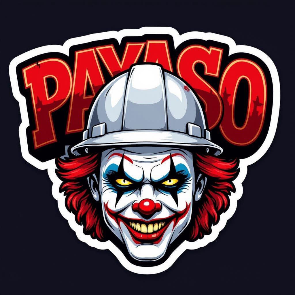 Gritty Graffiti "PAYASO" Sticker Design with Sinister Clown