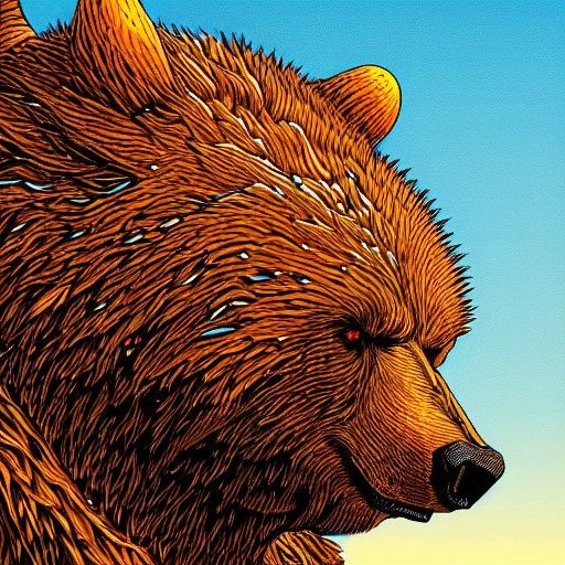 Dragon-Bear Amalgam Portrait in Dark Fantasy Style