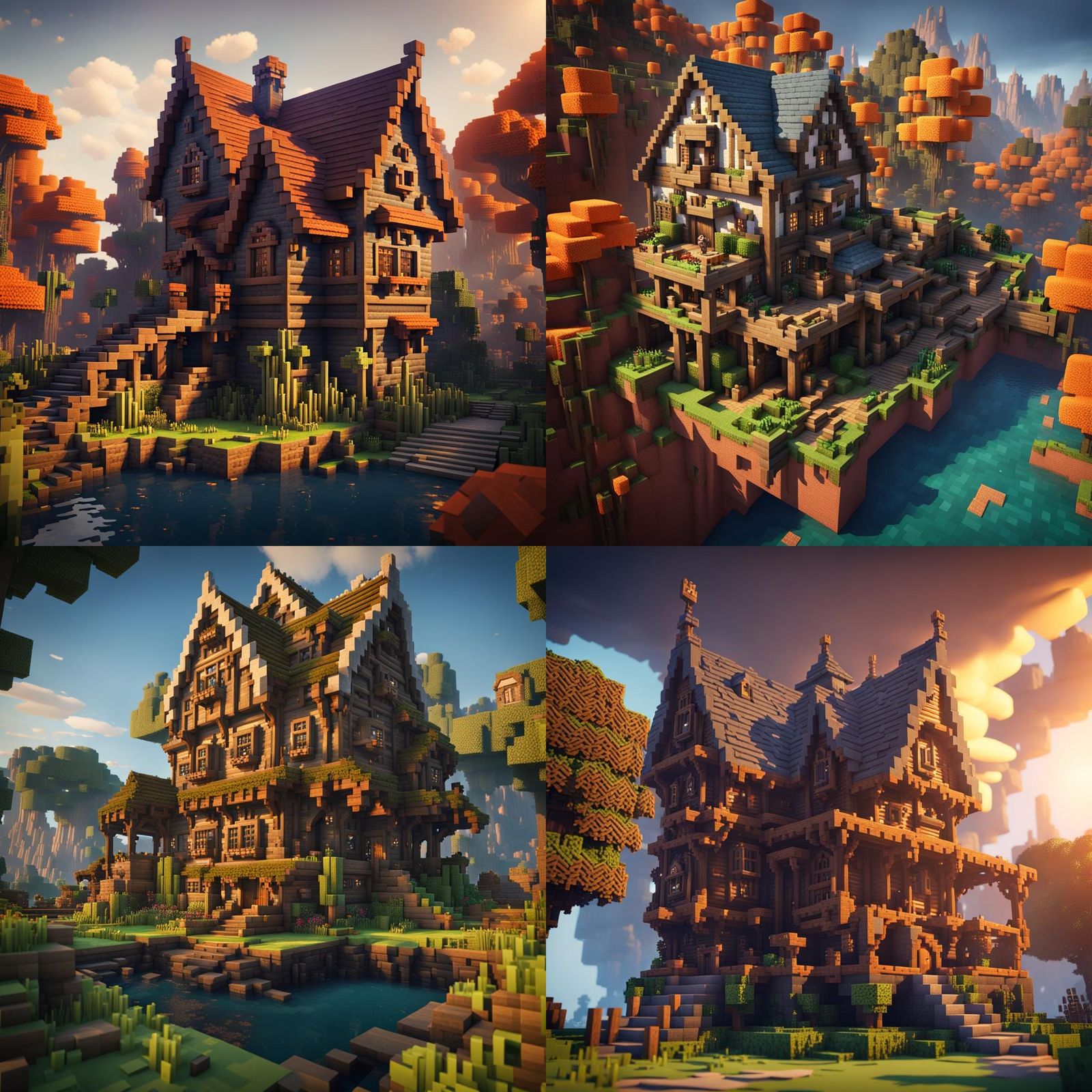 Detailed Minecraft House Matte Painting
