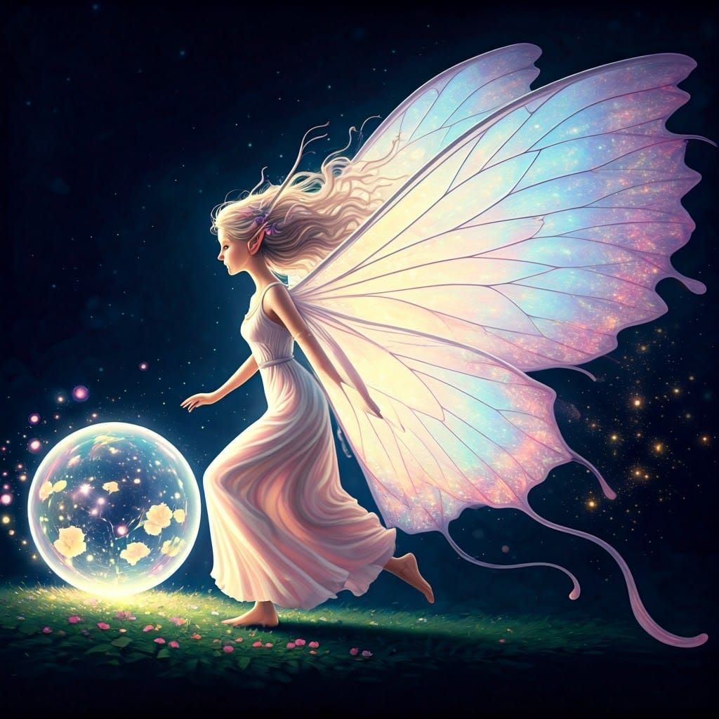 Ethereal Fairy Entering Dream Sphere, Fantasy Art