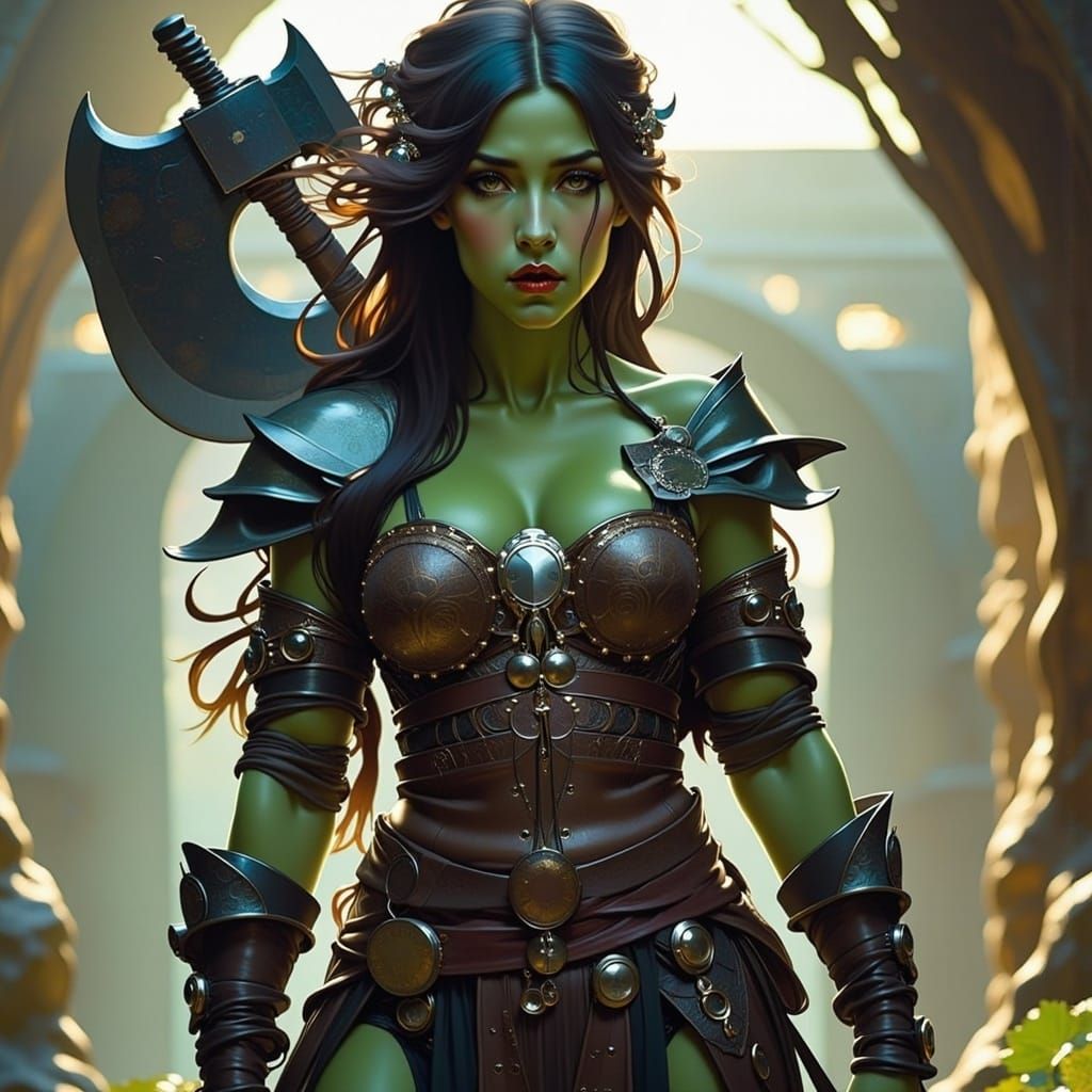 Fearsome Orc Warlady Ready for Battle