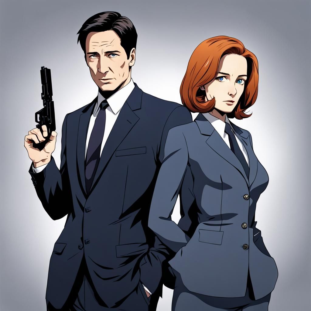 James Bond Meets Mulder and Scully in Anime Style