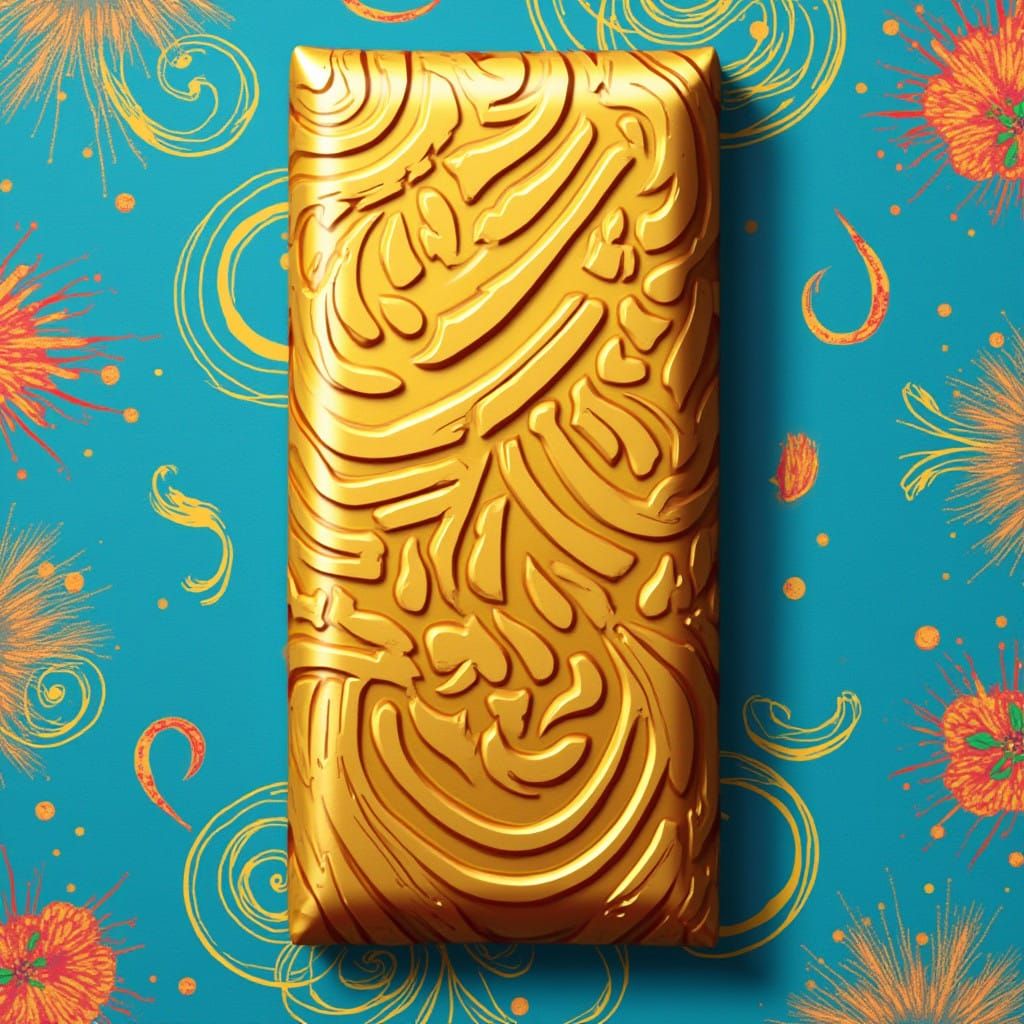 Vibrant Pop Art Chocolate Bar with Electric Blue Background