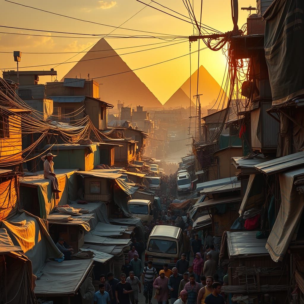 Majestic Cairo Slum at Sunset, in HDR IMAX Style