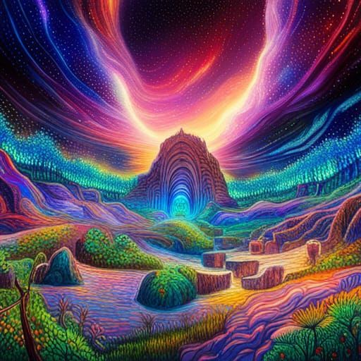 Underground Animal Village in Astral Holographic Style