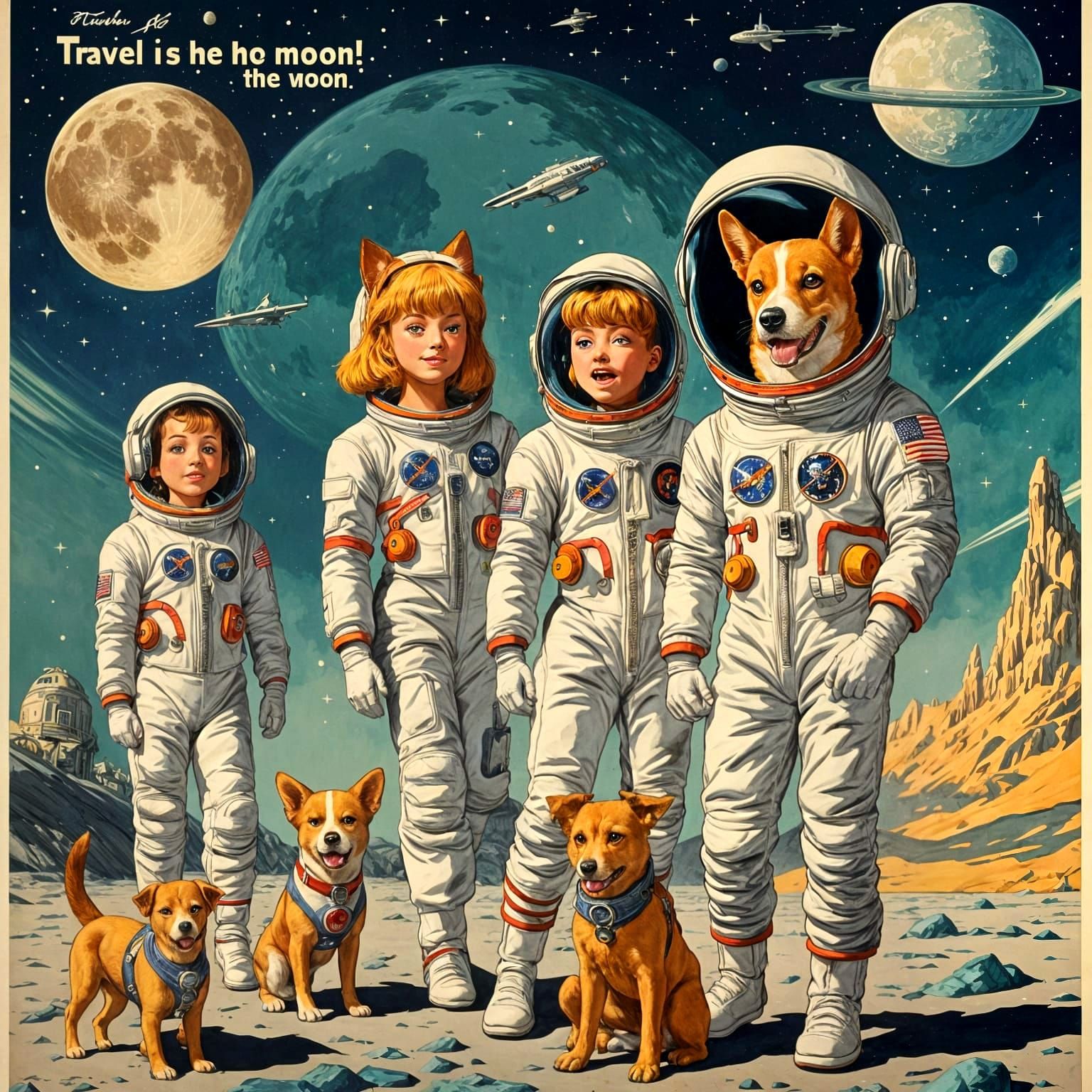 Vintage Travel Poster: Fly to the Moon!