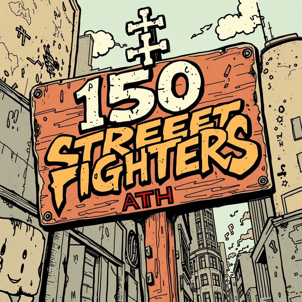 Vintage Graffiti Sign: 150 Street Fighters ATH