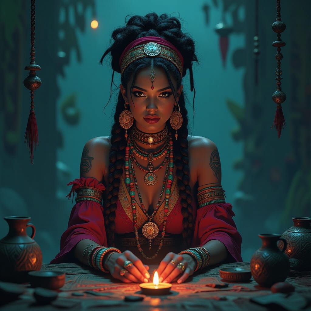 Mystical Witchdoctor Portrait with African Influences