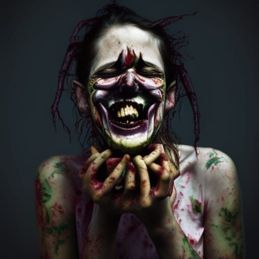 Sinister Rotting Woman Enjoys Salad