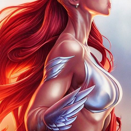 Striking Firebird in Digital Art Style