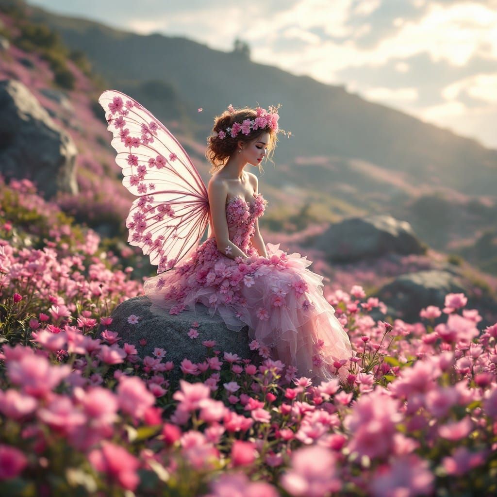 Enchanting Fairy Amidst Vibrant Blooms in Realistic Fantasy ...