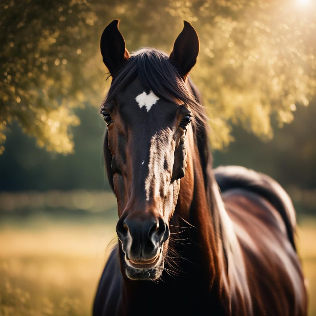 Dark Bay Morgan Horse Portrait in Natural Light