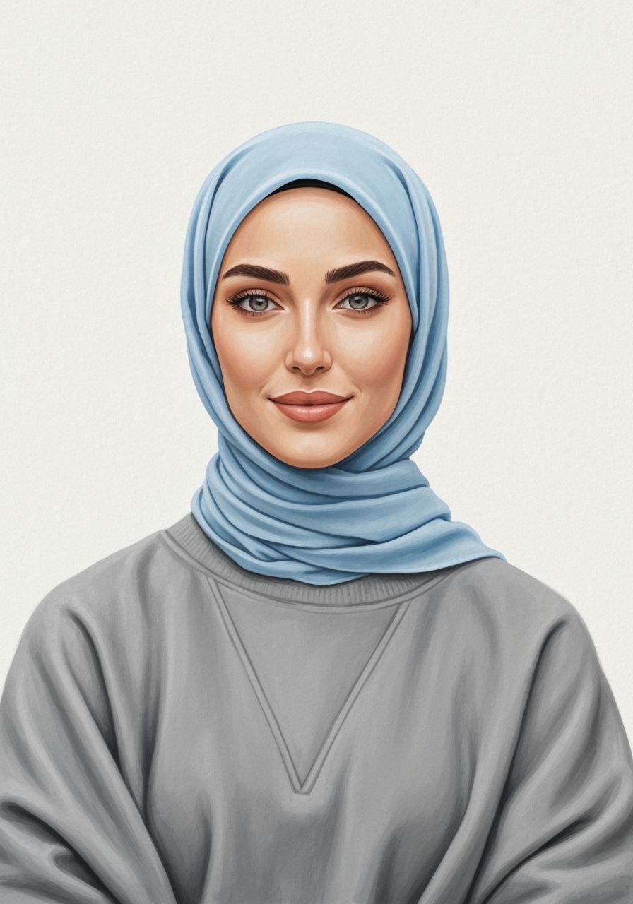 Elegant Swedish Woman in Hijab Oil Painting