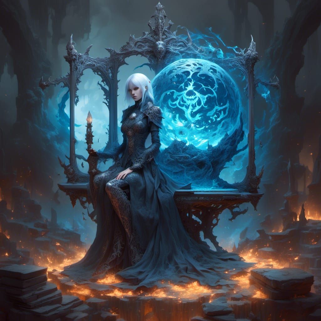 Fantasy Portrait in a Cube, Digital Art Style