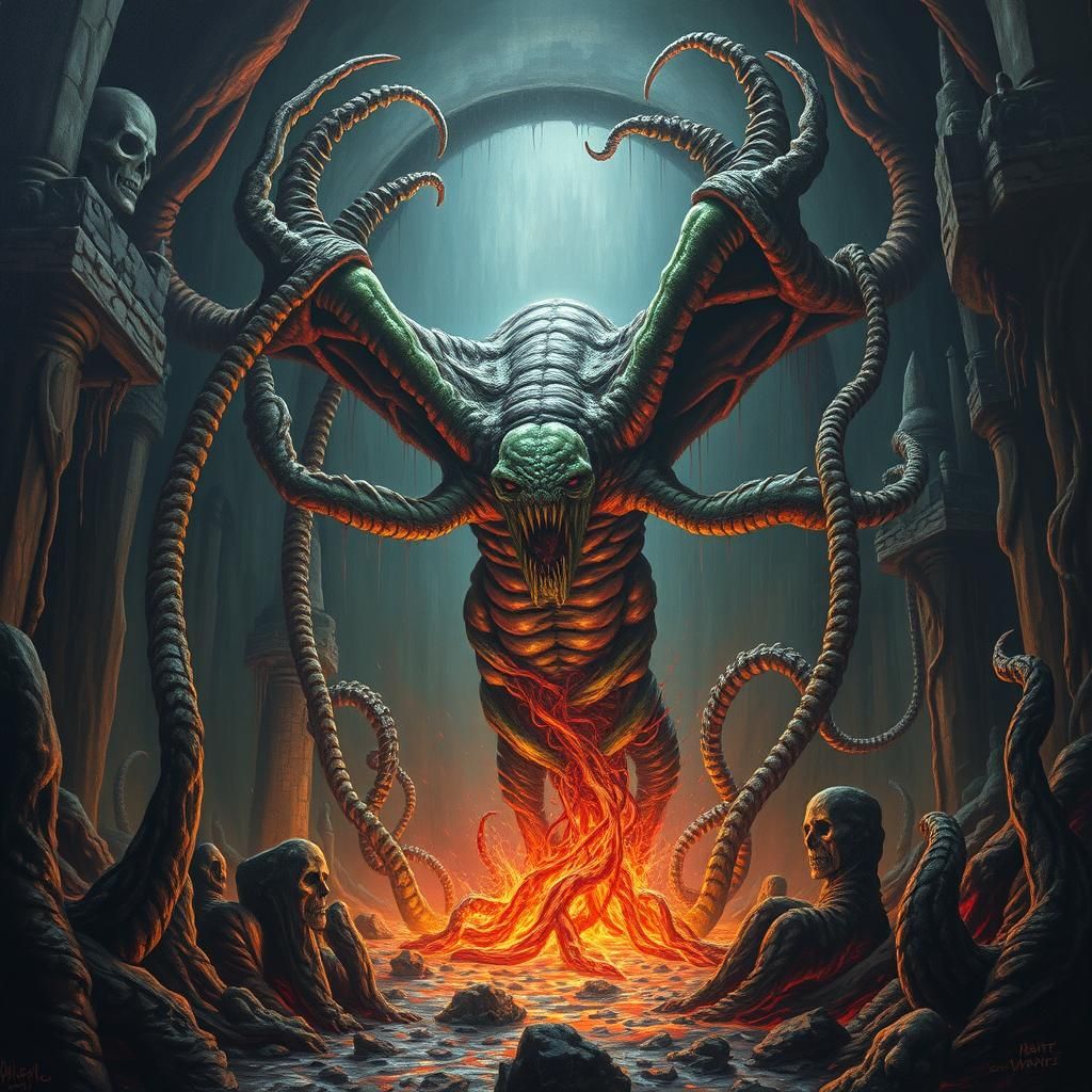 Nightmarish Creature Emerges from Abyssal Portal