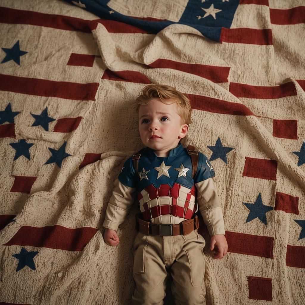 Baby Captain America on American Flag