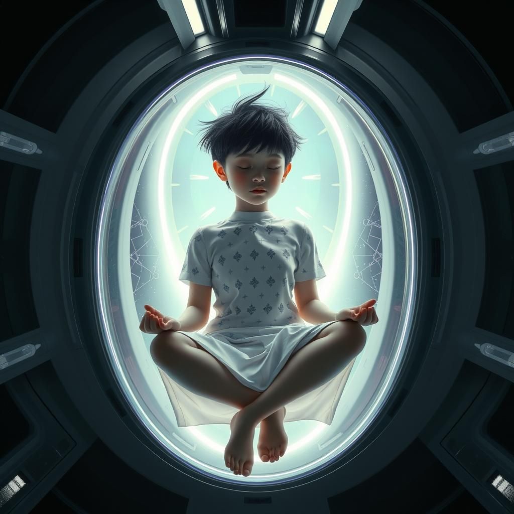 Girl in Cyberpunk Pod Meditative Stasis